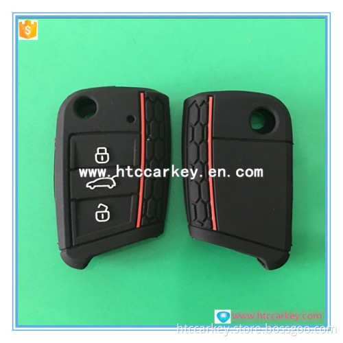 good quality 3 button silicone car key cover for VW flip key